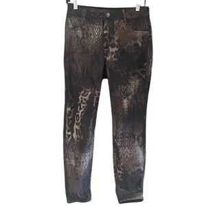 Frank Lyman Design Black Jeans Reversing to Brown Animal Print Jeans Small